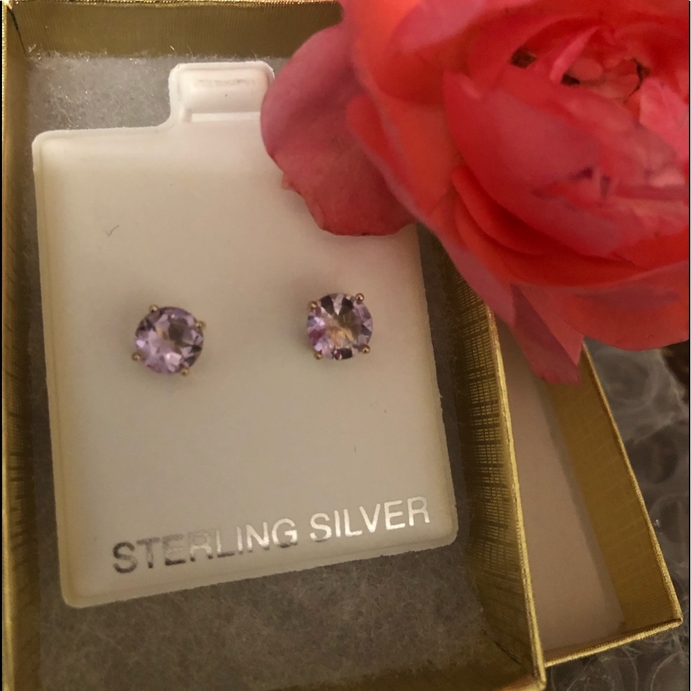 🔲Genuine AMETHYST STUDS 🔲 - Picture 2 of 6